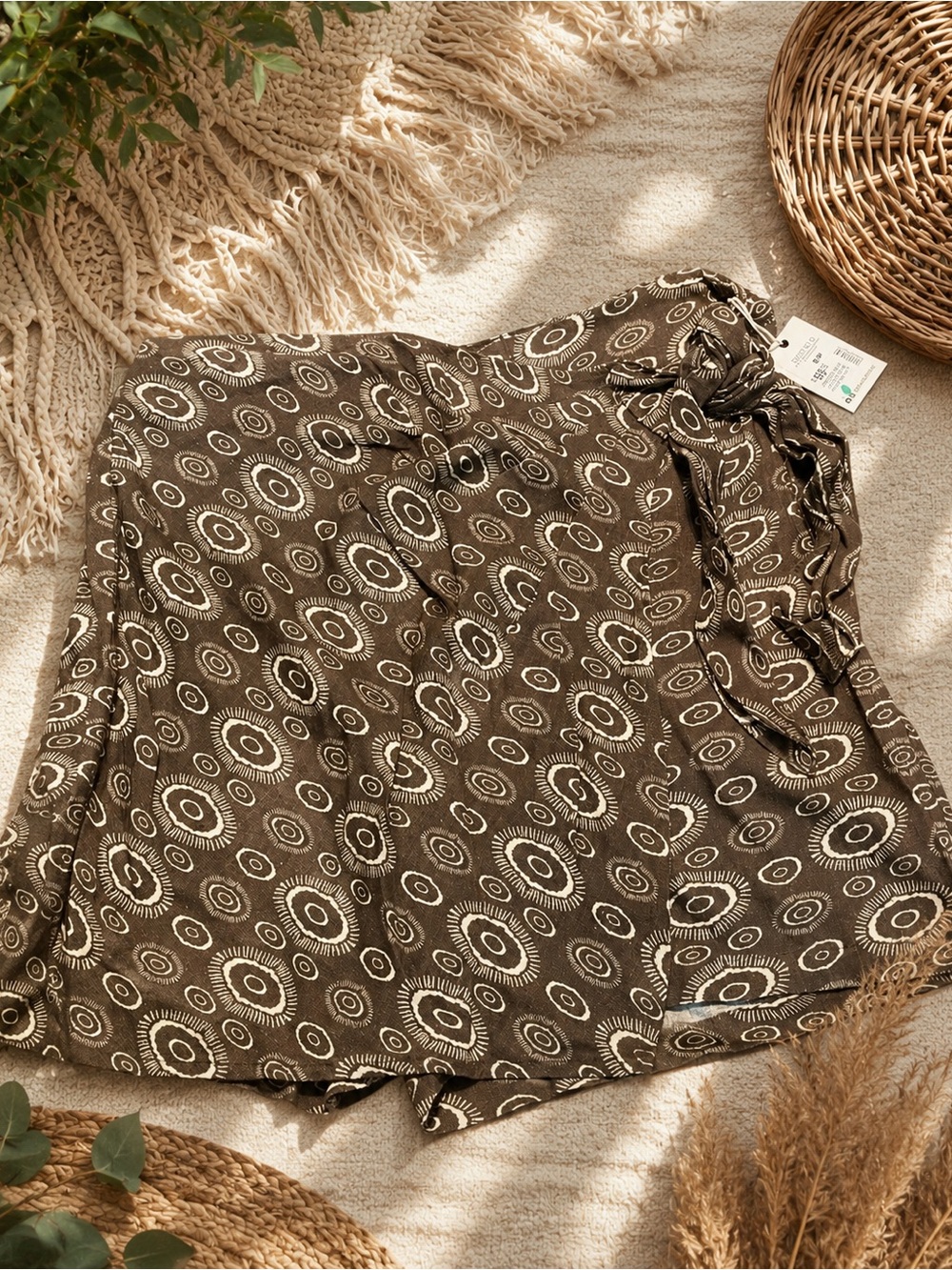 Dex Brown Circle Print Skort with Side Tie